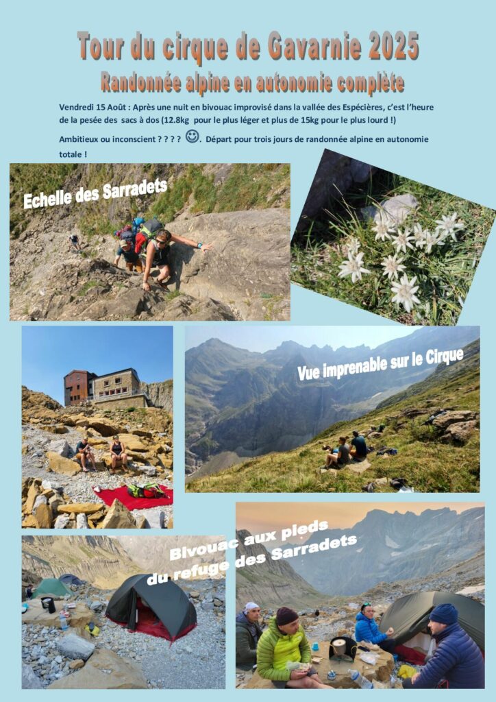 Résumé de la sortie TOUR DE GAVARNIE  15/16/17 Août 2025