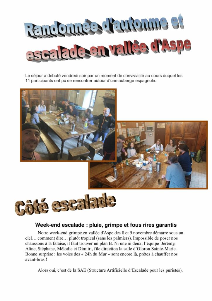 RESUMER WEEK-END RANDONNEE ET ESCALADE EN VALLEE D&rsquo;ASPE