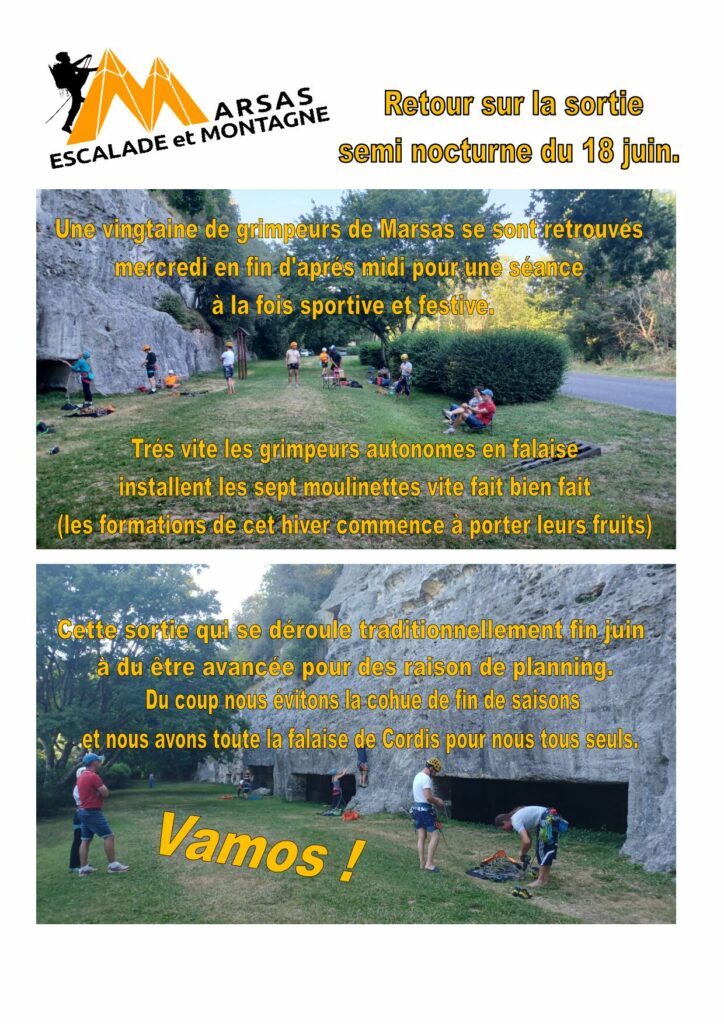 Retour sur la sortie semi nocturne du 18 juin.